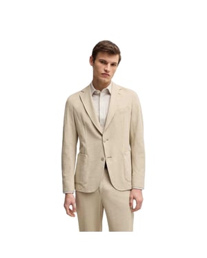 Boss Heren Blazer met gestructureerde inkeping (Licht Beige)