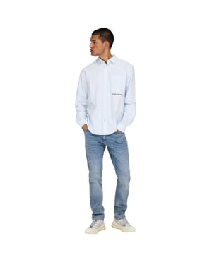 Only Slim-fit-jeans för män i denim, enfärgade, med 5 fickor (Blå denim)