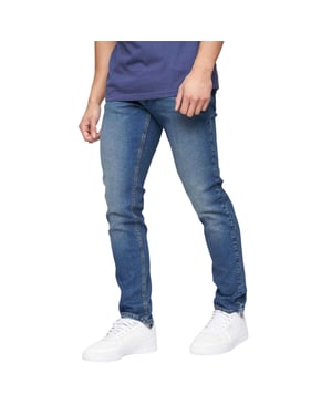Crosshatch Buraca-jeans för män, slim fit, stonewashed (Blå)