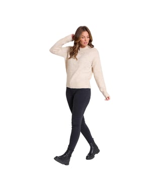 Be You Dames-trui met ronde hals en lange mouwen in parelmoer (Crème)