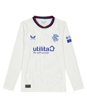 Castore Rangers FC-keepersshirt met lange mouwen voor kinderen (Briljant wit)