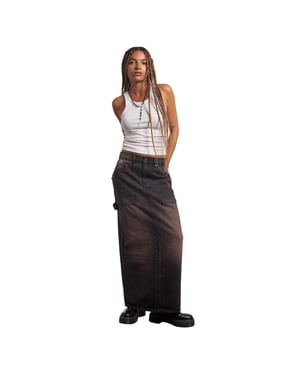 The Ragged Priest Denim maxi-rok in carpenter-stijl voor dames (Bruin)