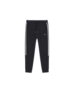 Boss Joggingbyxor för män, Hadikonos, med sidostreck och avsmalnande ben (Mörkblå)