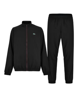 Lacoste Trainingspak met trechterhals en logo voor heren (Zwart/Espresso)