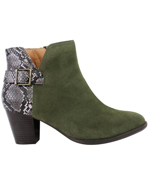 Vionic Naomi Snake Womens Green Heeled Boots
