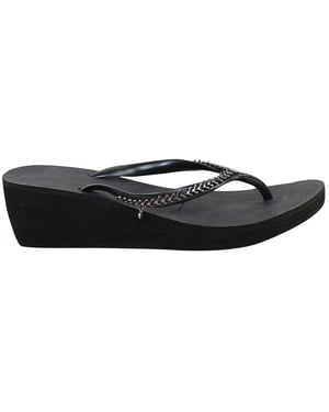 Havaianas High Metal Grega Womens Black Wedges Flip-Flops