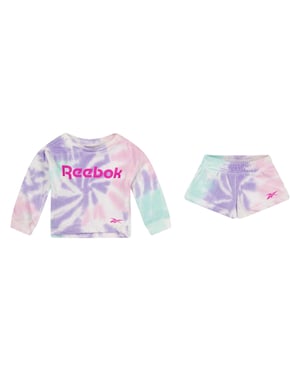 Reebok T-shirt-set med virvelmönster för flickor (Orkidéblomning)