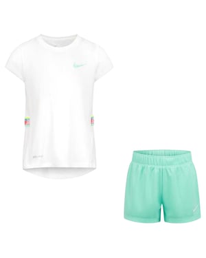 Nike Set med T-shirt och shorts med logotyp för barn (Grön glöd)