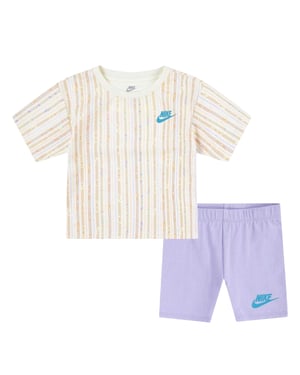 Nike Set med randig T-shirt och shorts för flickor från Camper (Hortensia)