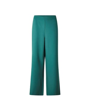 Pieces Damesbroek met elastische tailleband en wijde pijpen (Trek Groen)