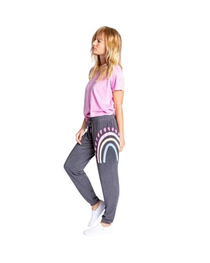 PJ Salvage Joggingbroek voor dames met regenbooghartmotief (Antrazit)
