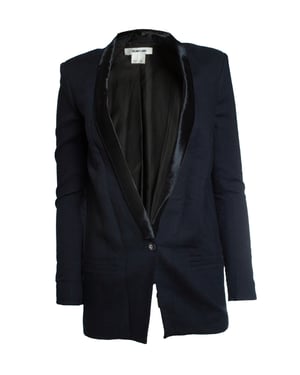 Helmut Lang, Blauwe blazer met ponyleer revers