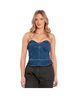 Influence Peplum-corsettop voor dames, getailleerd en uitlopend (Blauw)