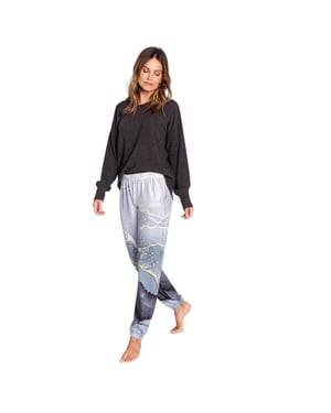 PJ Salvage Joggingbroek voor dames met ombre-effect en een relaxte pasvorm (Ombré/Zwart/Grijs)