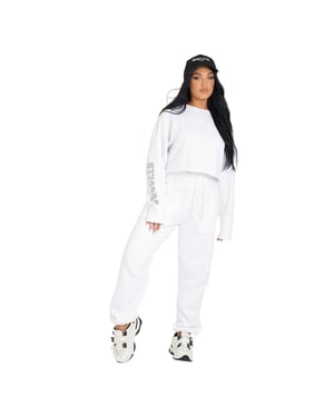 Missy Empire Joggingbyxor i oversized-modell för kvinnor/damer (Vit)