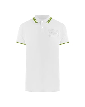 Short Sleeve Collar Stretchy Logo Polo Shirt in White