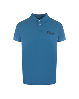 Classic Short Sleeve Collar Logo Polo Shirt in Blue