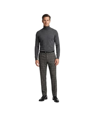 Ted Baker Herenbroek met ruitjespatroon en rechte pasvorm (Grijs)