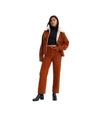 Levis Raka byxor i ribbad corduroy med djurmönster för kvinnor/damer (Pepparkakor)