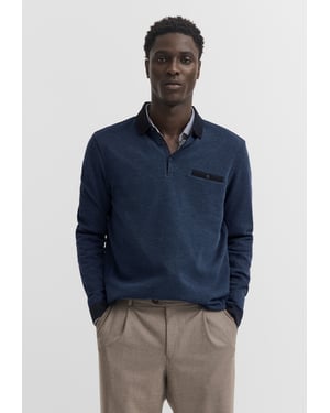 Bugatti Herren Poloshirt met borstzak en contrasterende strepen