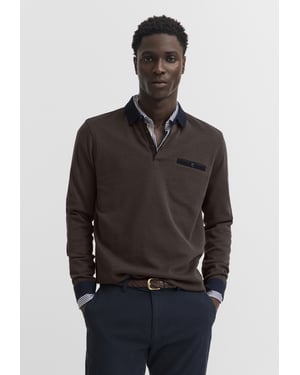 Bugatti Herren Poloshirt met borstzak en contrasterende strepen