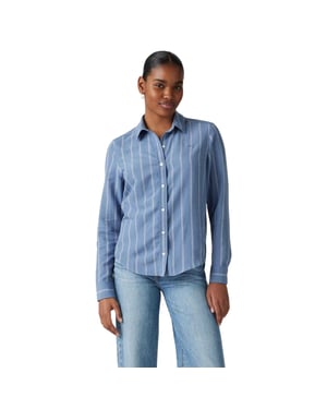 Levis Damesoverhemd met kraag, strepen en lange mouwen, in reguliere pasvorm (Blauw)