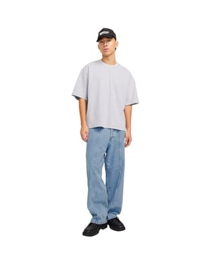 Jack And Jones Jeans för män i denim med avslappnad passform och vida ben (Blå denim)