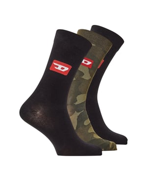 Diesel Camouflage-korte sokken voor heren (set van 3) (Zwart)