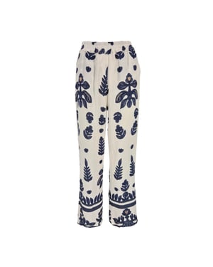 FOS Amsterdam Fos broek inge imitatie borduur navy