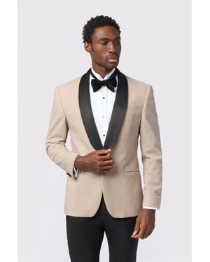 Long Sleeve Skinny Suit Jacket in Stone