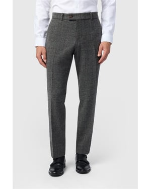 Flat Fronted Tailored Suit Trousers in Charcoal