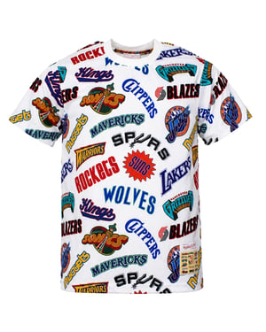 Mitchell & Ness All Over Western Team Logo Mens White T-Shirt