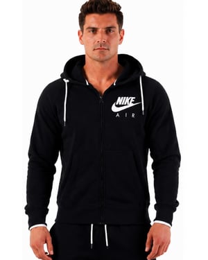 Nike Air Fleece Full Zip Heritage Hoodie in Black