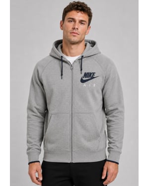 Nike Air Fleece Full Zip Heritage Hoodie in Grey