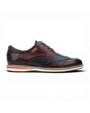 Pikolinos Men’s Brown Burgundy Leather Brogue Lace-Up Oxford Shoes - Avila