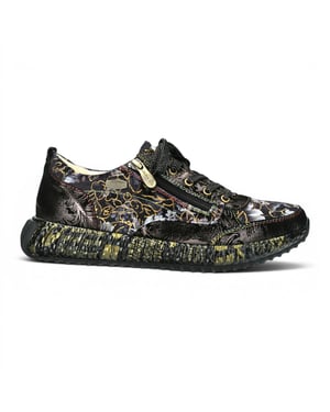 Laura Vita Goth Victoriaans Bloemenzwart Leren Trainer Sneaker voor vrouwen - Burton-43