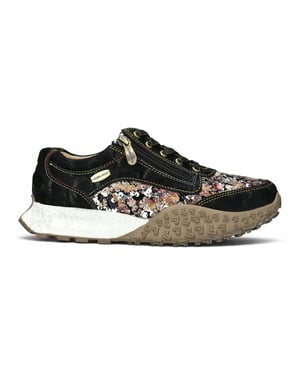 Laura Vita Dames Zwarte Leren Trainer Sneaker Schoenen - Evitao-03