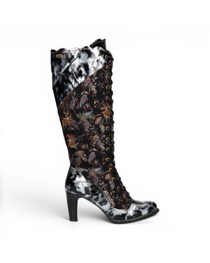 Laura Vita Dames Victoriaanse Zwarte Leren Veterschoenen met lange hak - Alcbaneo-158