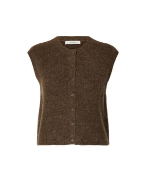 Selected Femme slwlulu sl button o-neck vest noos 16098808 dachshund melange