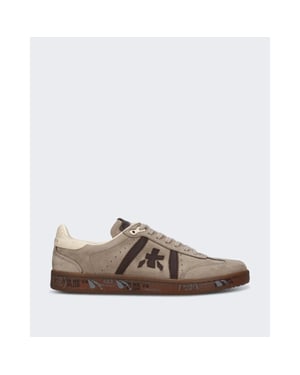 Premiata Heren lichte leren sneaker met veterschoensluiting