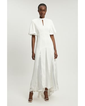 Petite Satin Contrast Detail Woven Midi Dress
