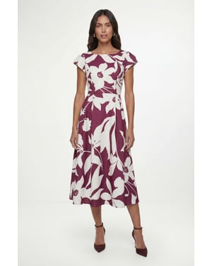 Floral Ottoman Fit & Flare Midi Dress