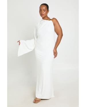 Plus Double Layer Asymmetric Trim Detail Maxi Drerss