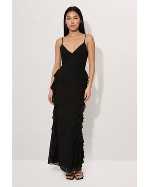 Ruffle Detail Open Back Maxi Dress