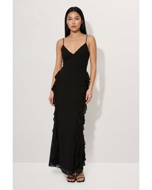 Ruffle Detail Open Back Maxi Dress