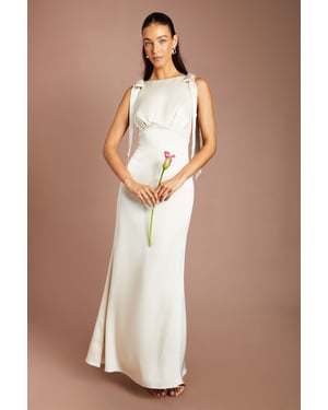 Coast Honoured Sleeveless High Neck Tie Shoulder Satin Maxi Bridesmaid Dress