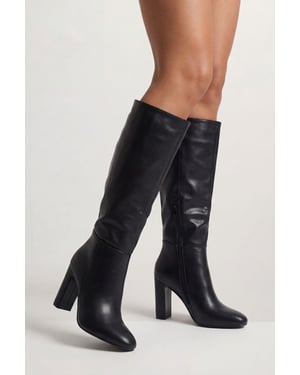 Almond Toe High Block Heel Knee Boots