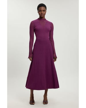 Viscose Blend Filament Knit Midi Dress