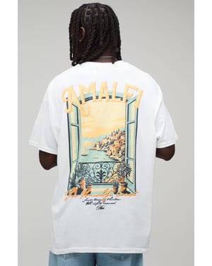 Oversized Man Script Amalfi Print T-Shirt