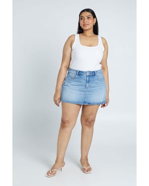 Plus Denim Mini Skort